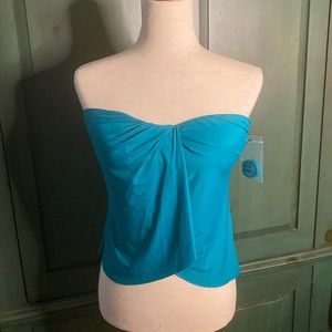 Vince Camuto strapless tankini swim top w/ removable halter strap Riviera size S